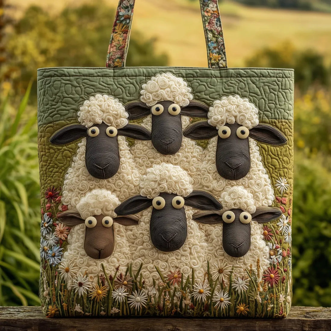 Handwerkliche Tasche - Fünf Schafe