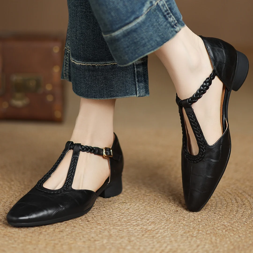 Leder-Spangenschuhe