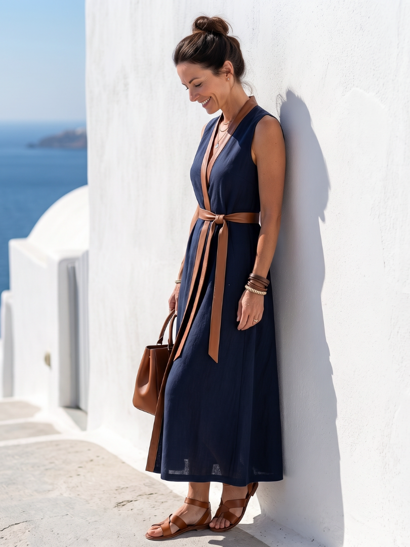 Myra | Midikleid mit Kontrastlinie