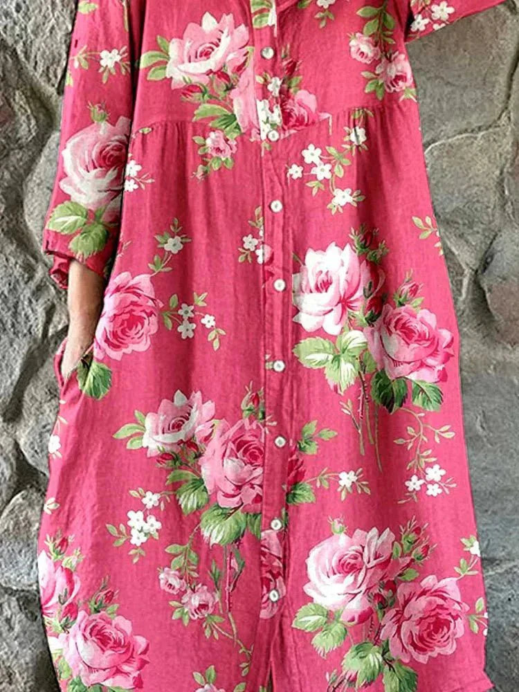 Mathilde | Künstlerisches Blumen-Maxikleid-