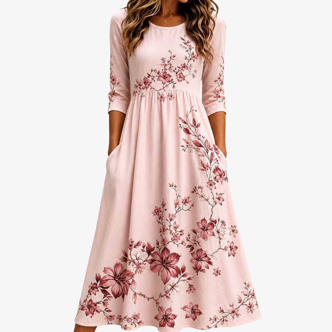 Rose Garden Charm Midi-Kleid mit Taschen