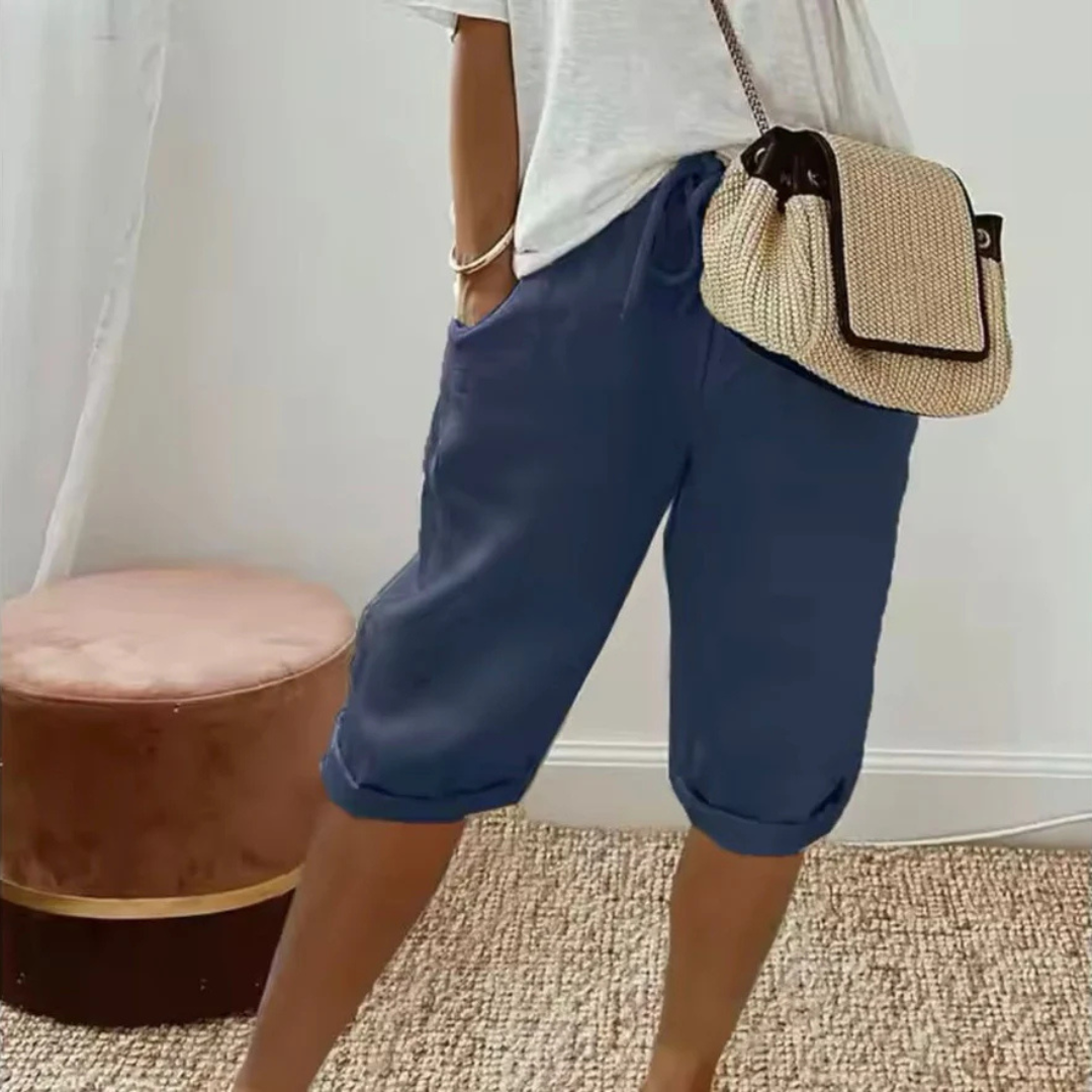 Fenley | Leinen-Caprihose mit Kordelzug
