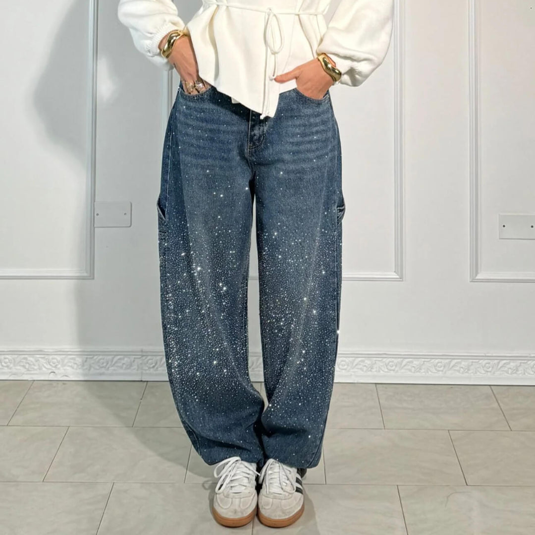 Raphaelle | Trendige Jeans-Cargohose mit Sternenmuster