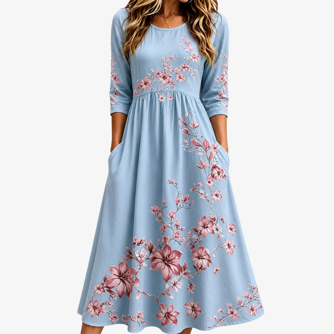 Sky Blossom Wochenend-Midikleid