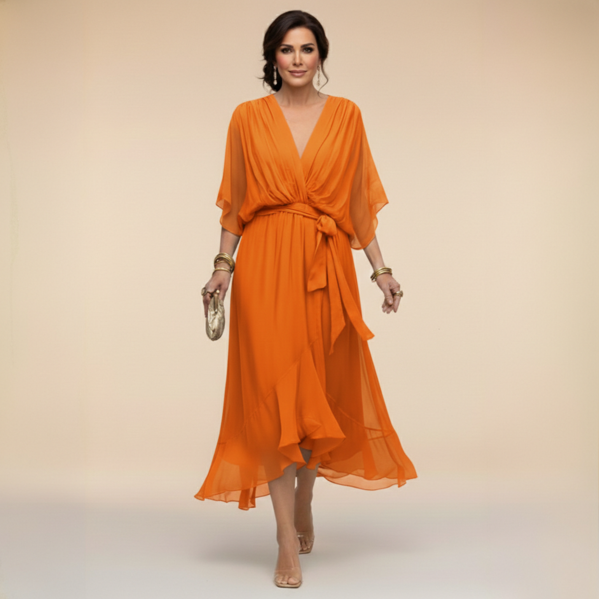 Opal | Elegantes Midi-Kleid mit V-Ausschnitt
