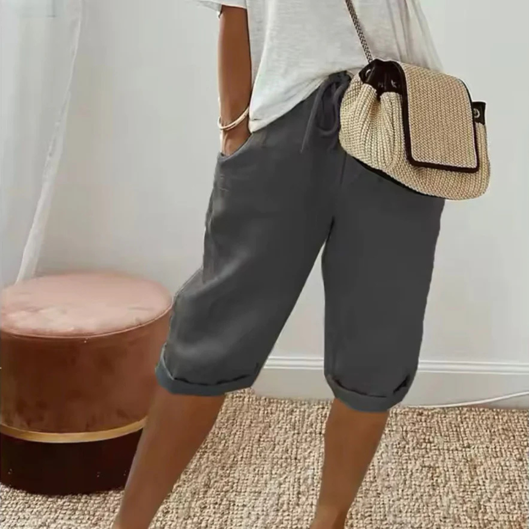 Fenley | Leinen-Caprihose mit Kordelzug