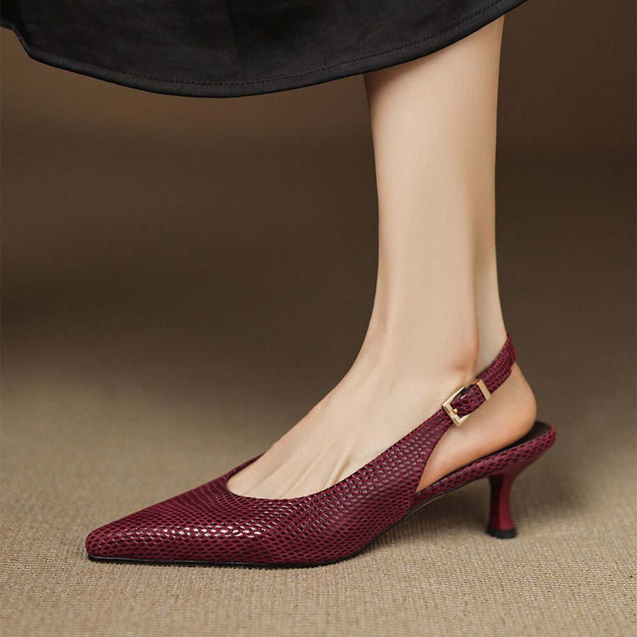Céliane Slingpumps aus Leder mit spitzer Zehenpartie