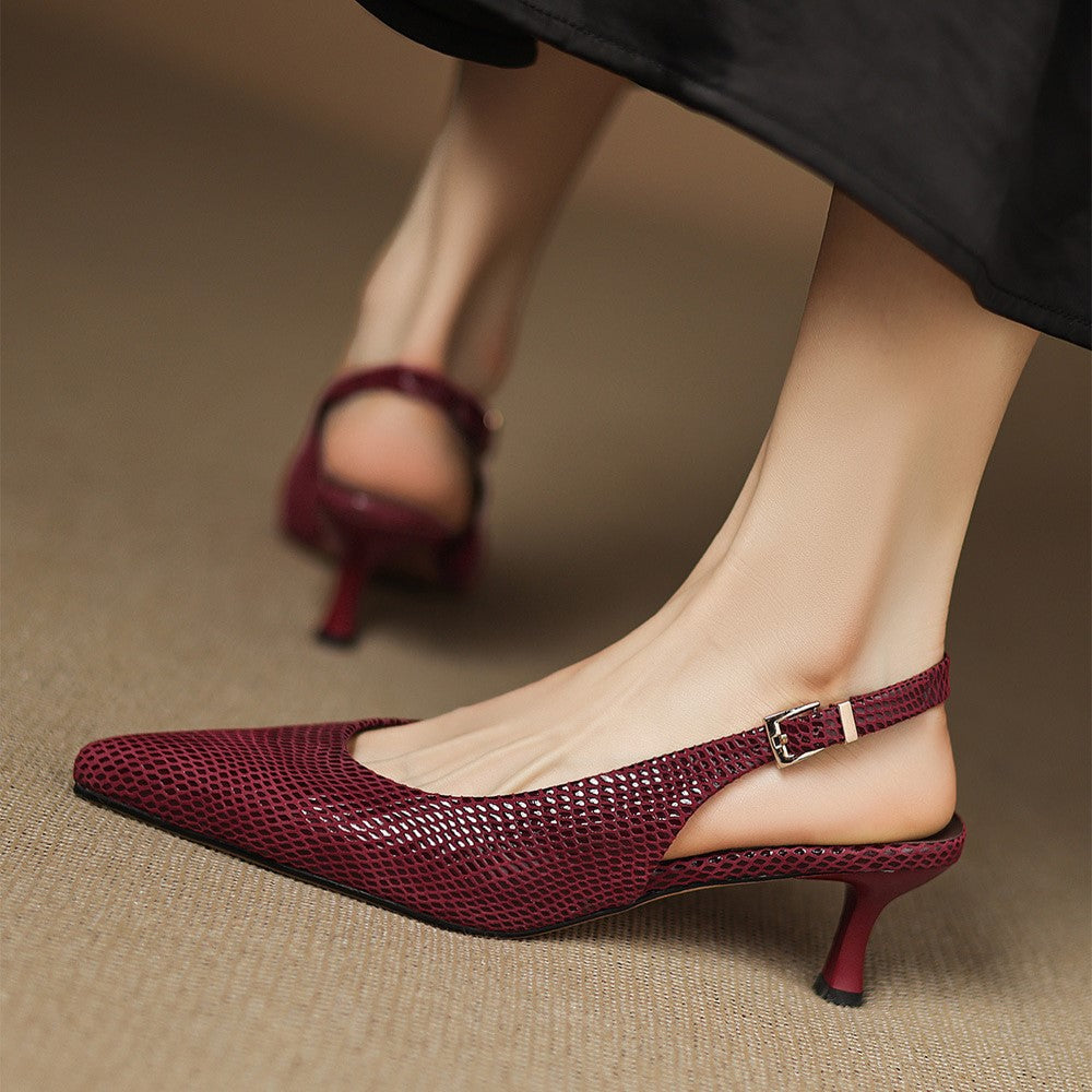 Céliane Slingpumps aus Leder mit spitzer Zehenpartie