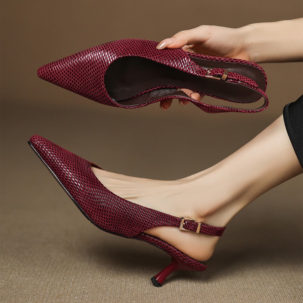 Céliane Slingpumps aus Leder mit spitzer Zehenpartie