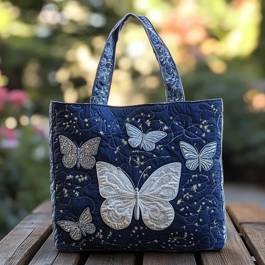 Handwerkliche Tasche – Silberner Schmetterling