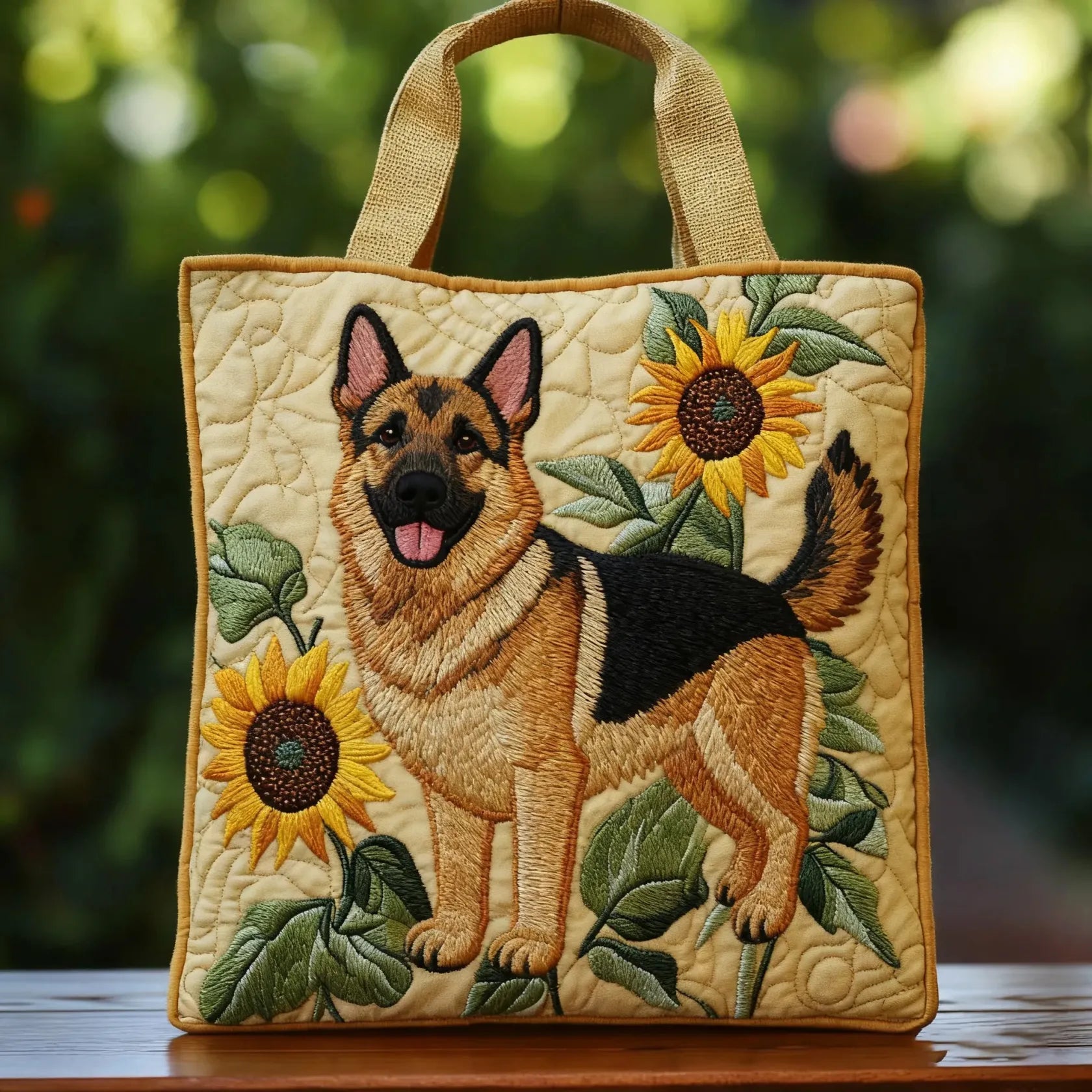Handwerkliche Tasche - Deutscher Schäferhund floral