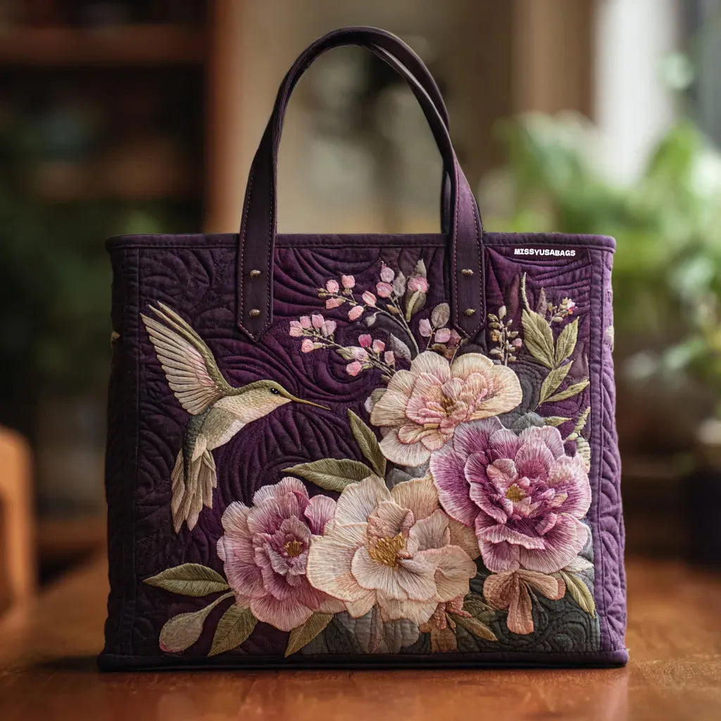 Gesteppte Tragetasche – Kolibris und Orchideen