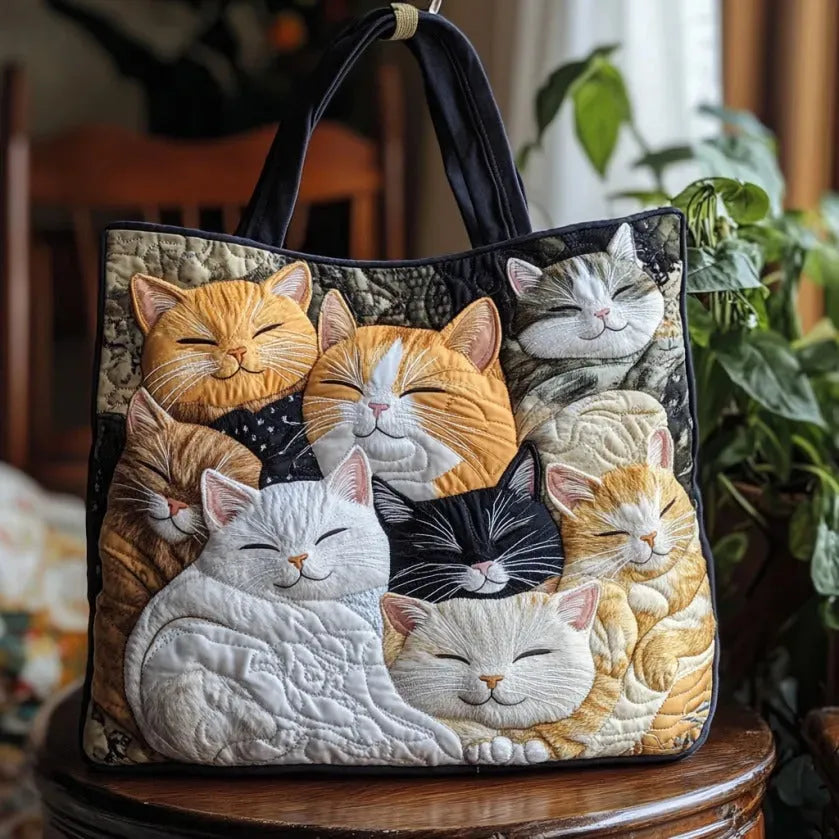 Gesteppte Künstlertasche – Schlafende Kätzchen
