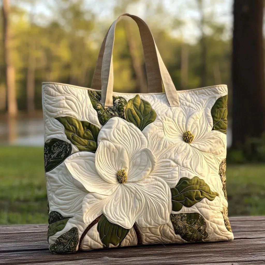 Gesteppte Künstlertasche – Elegante weiße Lilien