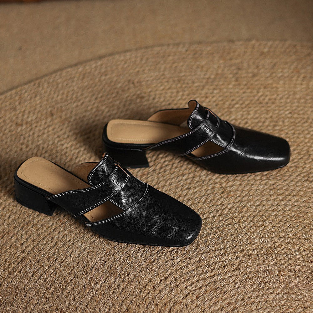 Rosel Mules aus Leder mit eckiger Zehenpartie