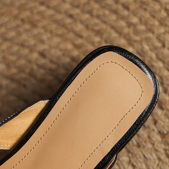 Rosel Mules aus Leder mit eckiger Zehenpartie