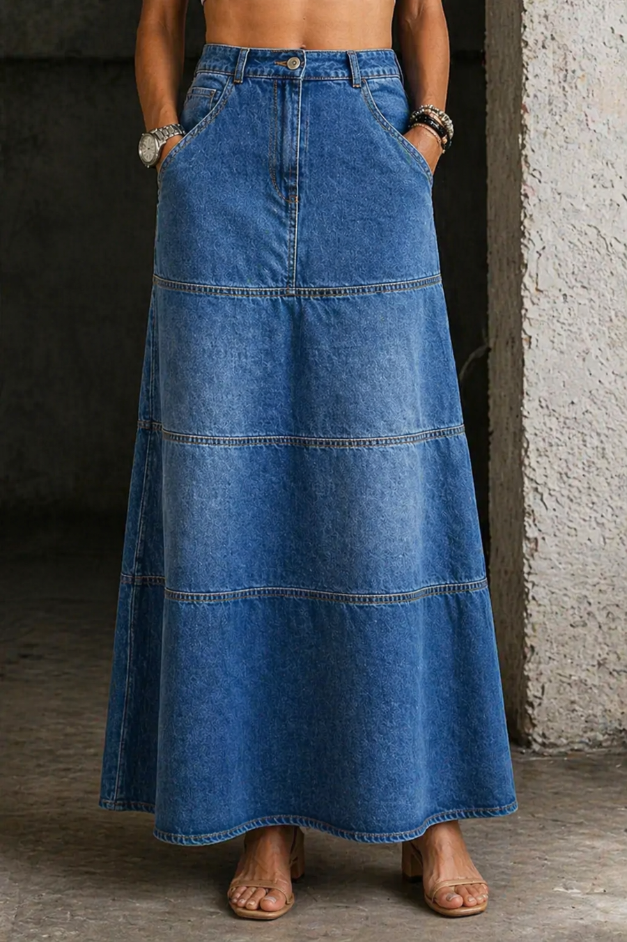 Mary | Midilanger Jeansrock