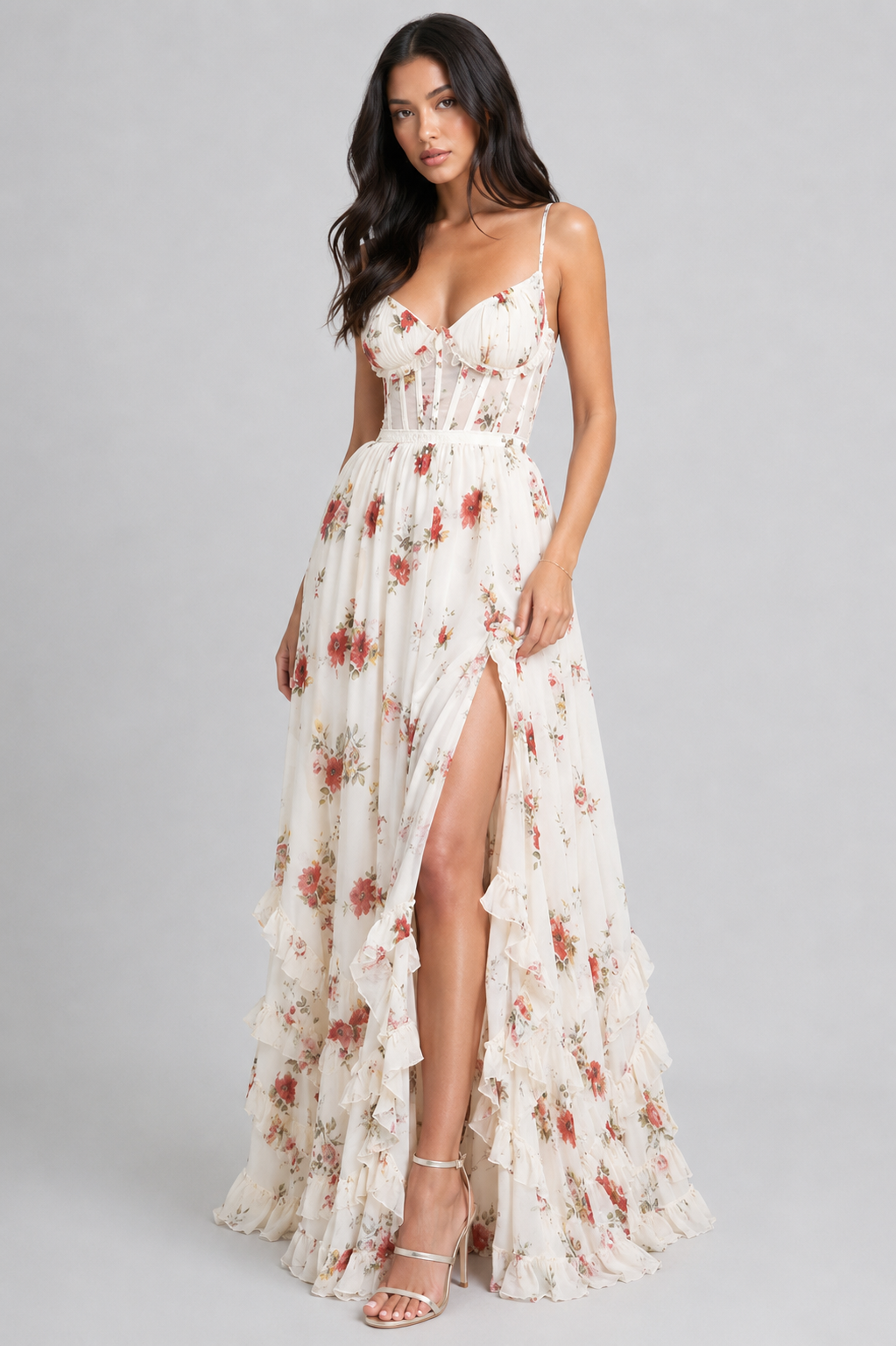VALESKA | Chic Maxikleid im Vintage-Blumenstil