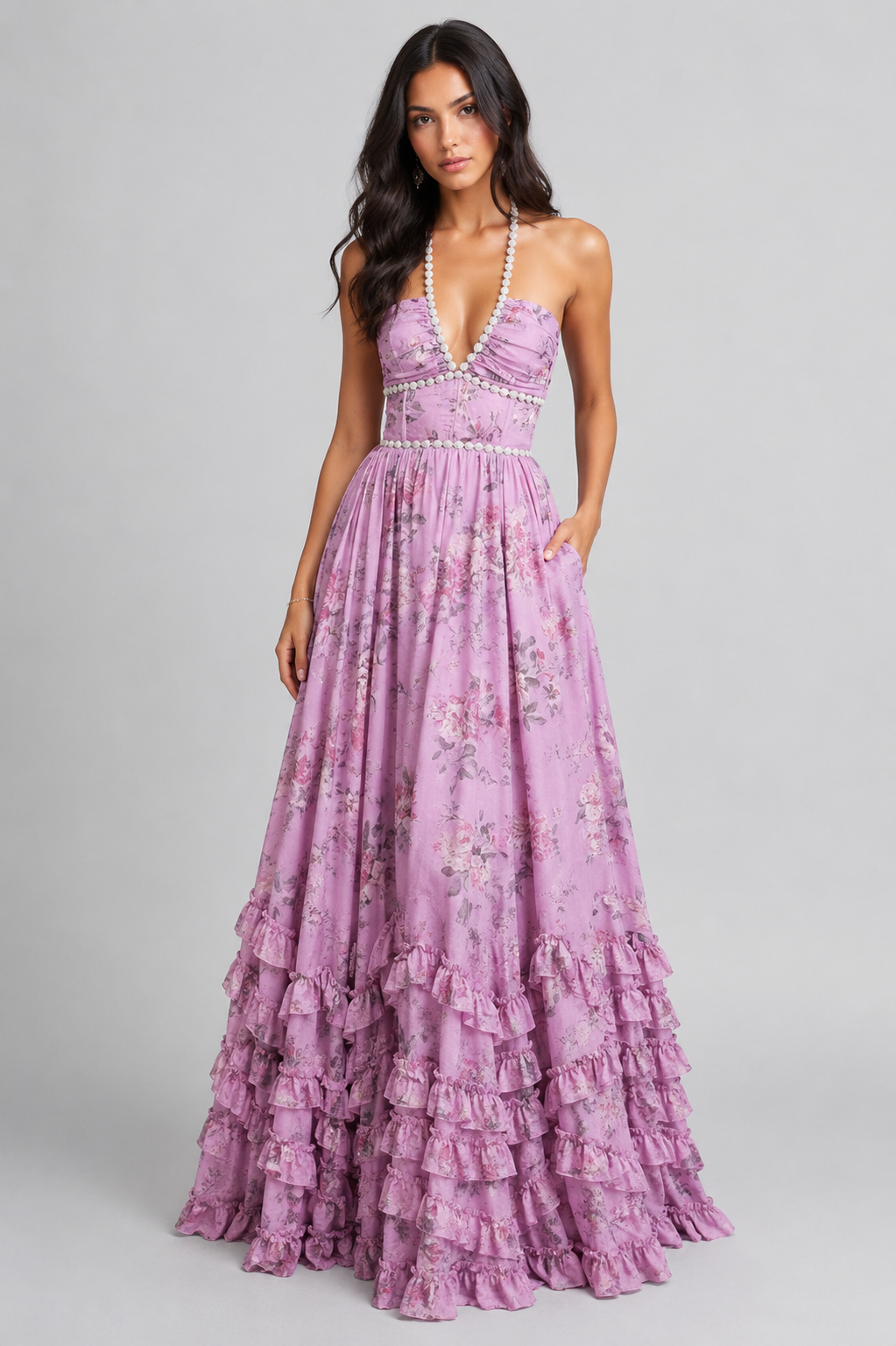 VALESKA | Chic Maxikleid im Vintage-Blumenstil