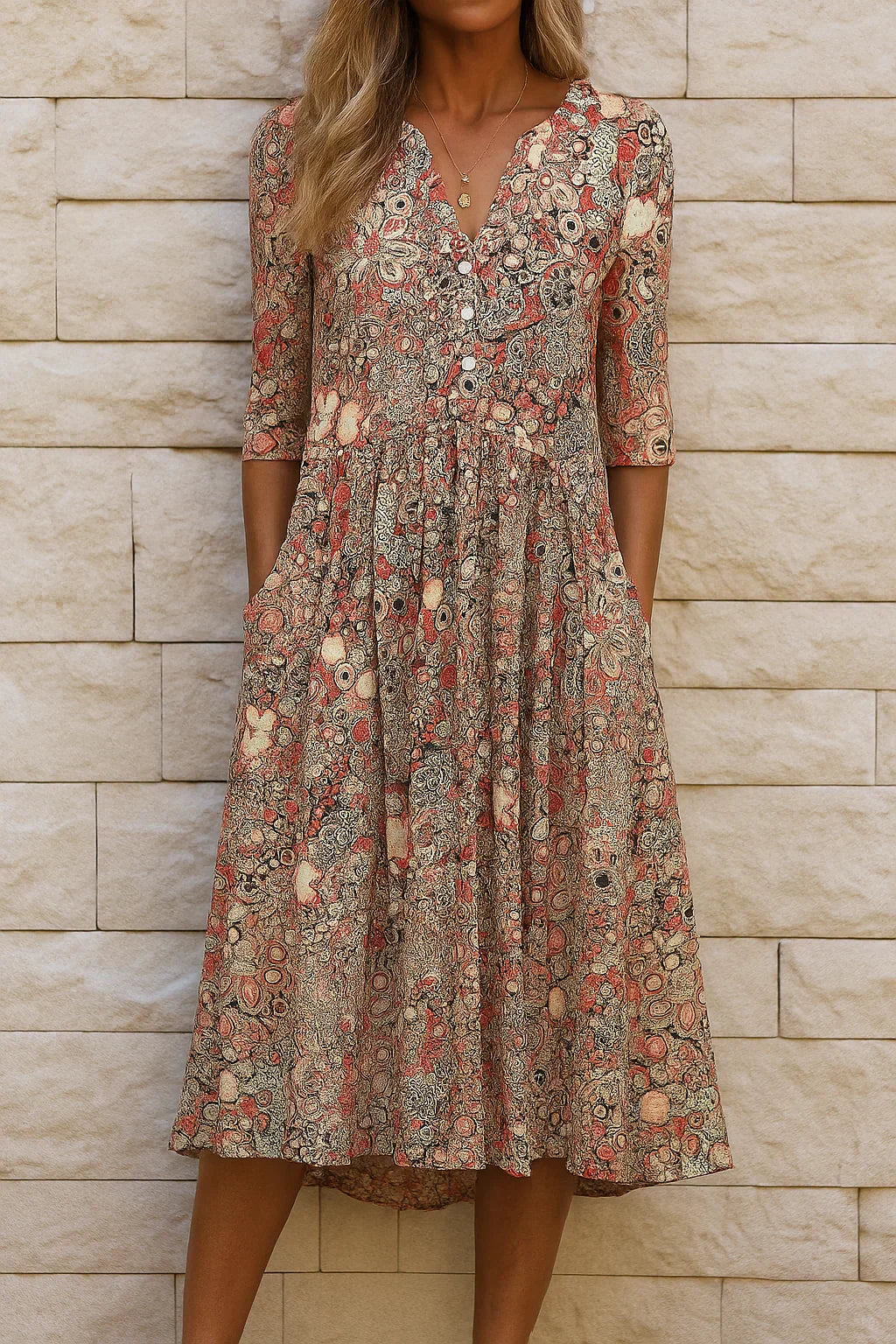 Harlow | Anmutiges V-Ausschnitt Elegantes Midikleid