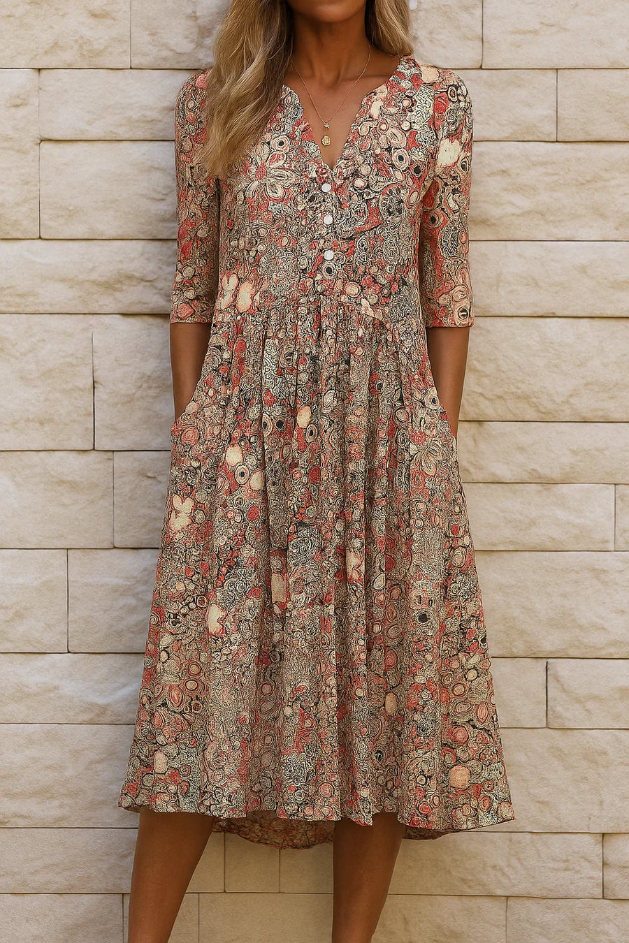 Harlow | Anmutiges V-Ausschnitt Elegantes Midikleid