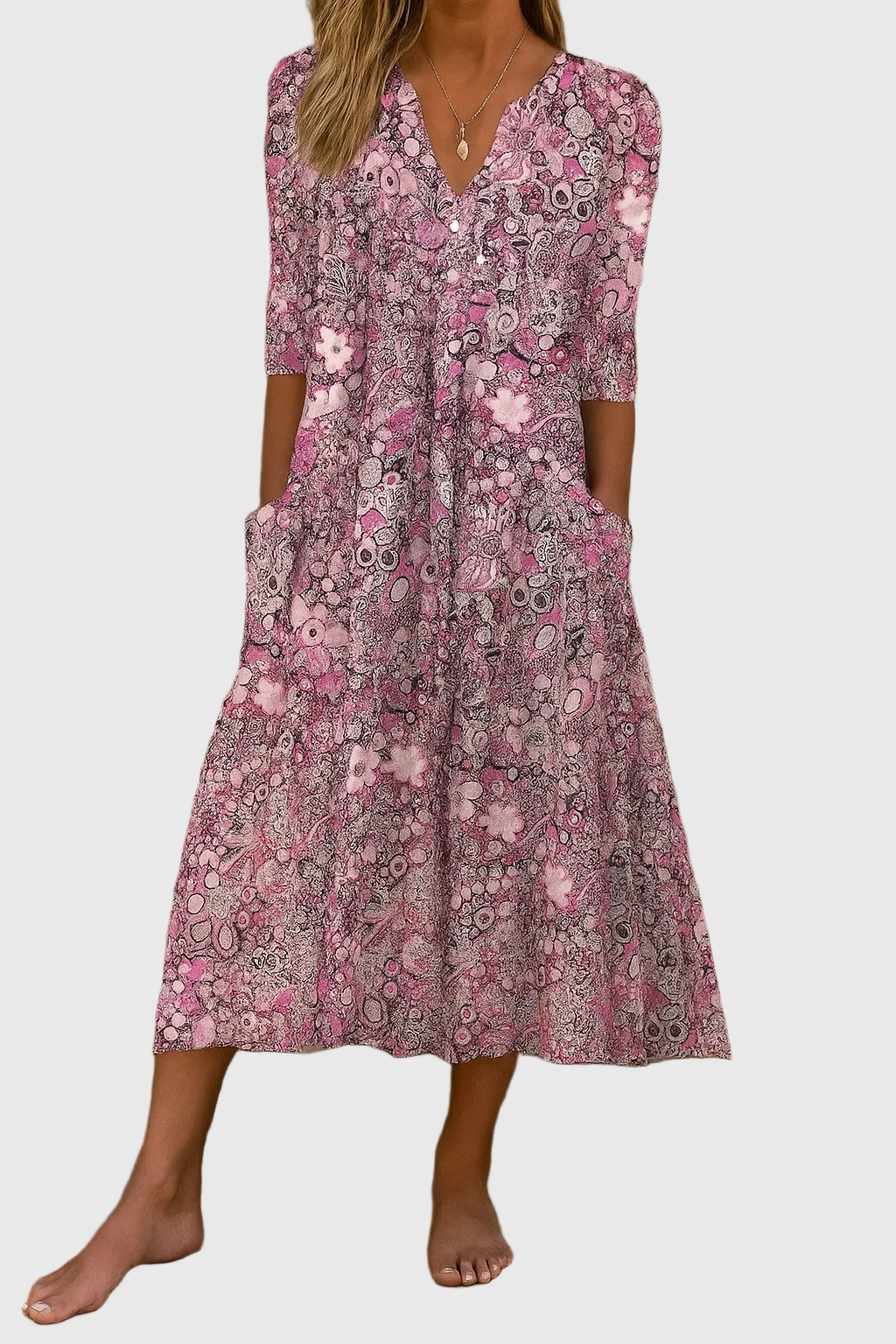 Harlow | Anmutiges V-Ausschnitt Elegantes Midikleid
