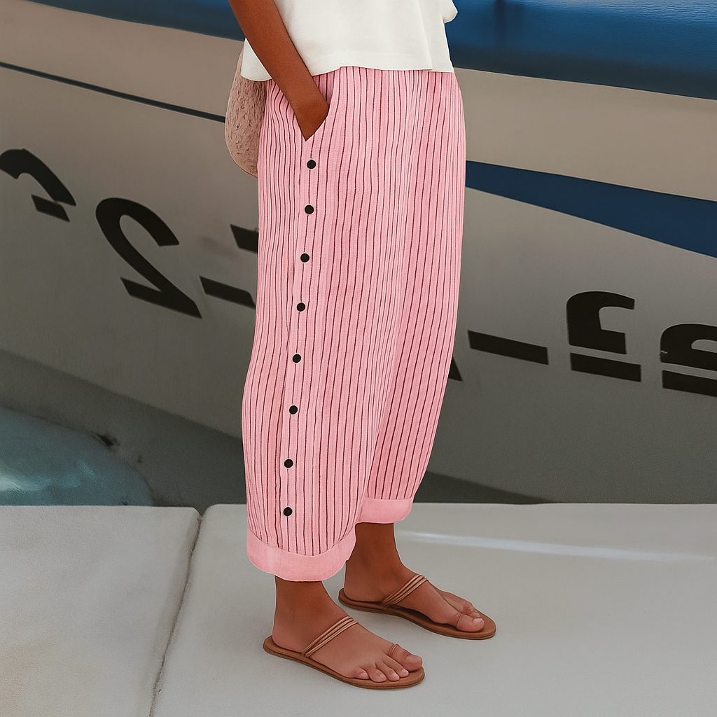 Tess | Gestreifte Panel-Knopfhose