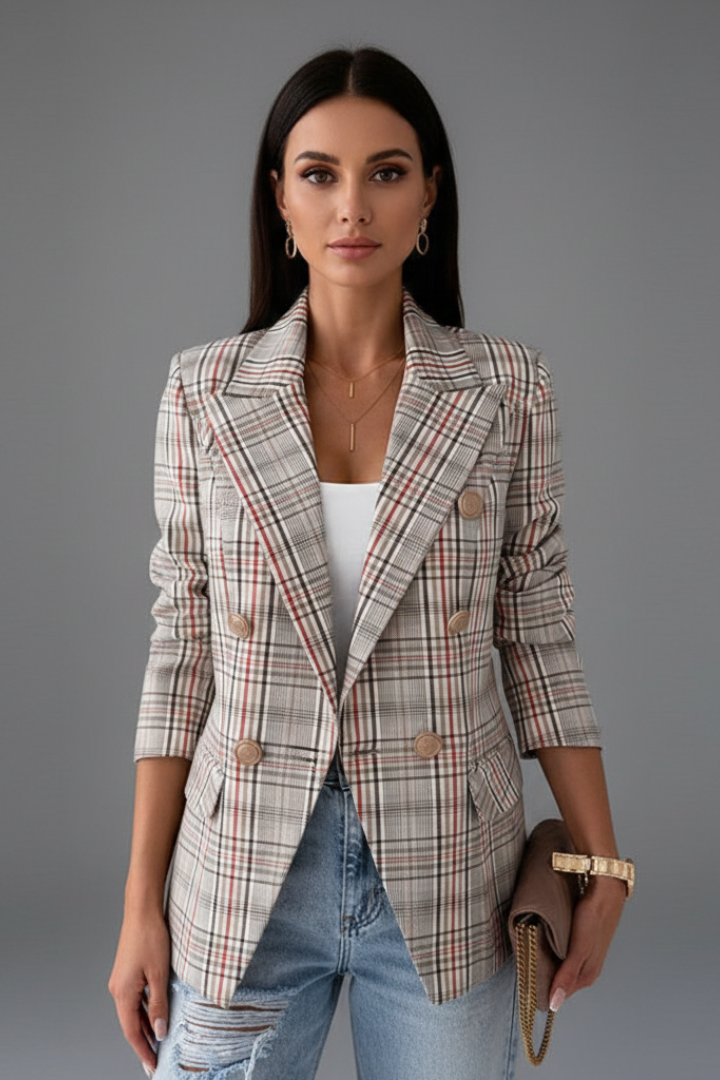 Damenblazer mit Revers und strukturierter Oberfläche