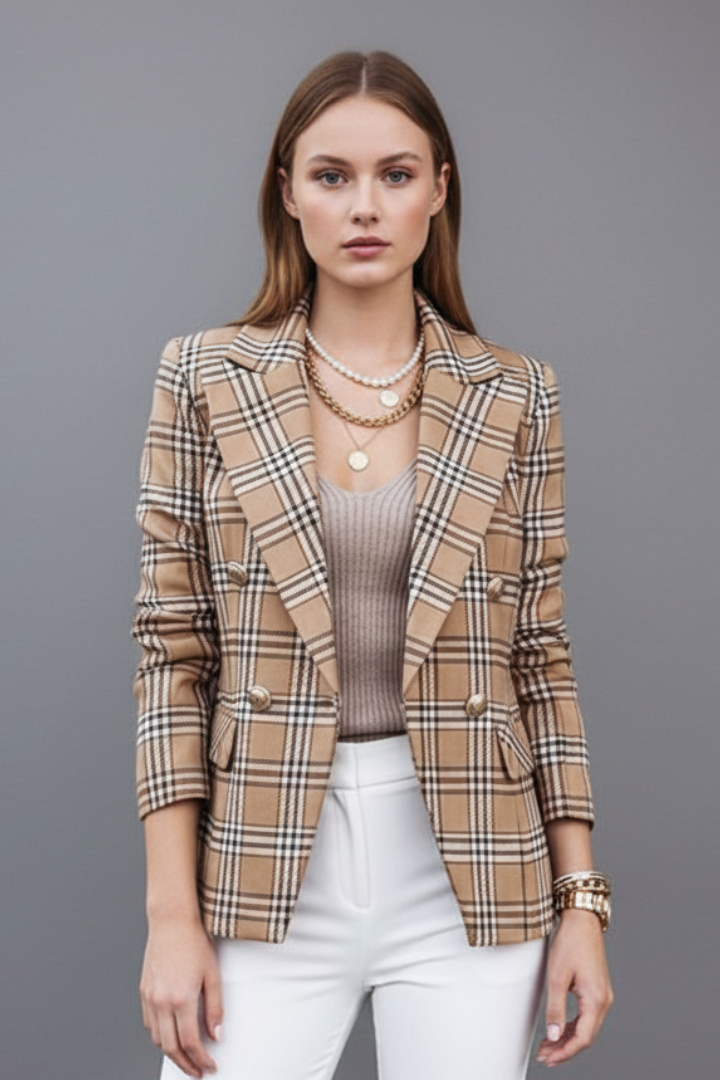 Damenblazer mit Revers und strukturierter Oberfläche