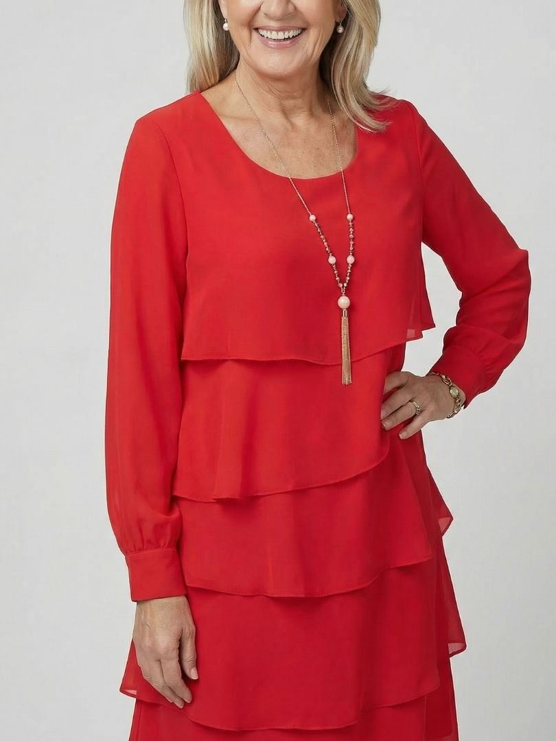 Kirax | Sauberes, mehrlagiges, knielanges Kleid