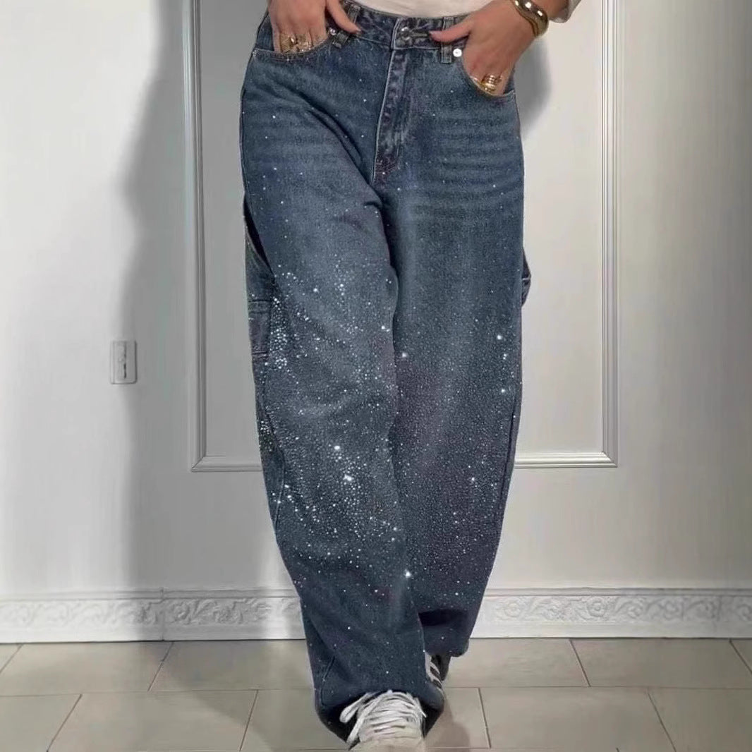 Raphaelle | Trendige Jeans-Cargohose mit Sternenmuster