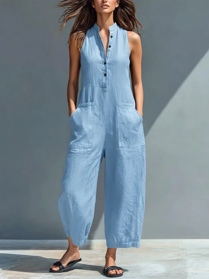 Cecelia | Ärmelloser Mandarin-Jumpsuit