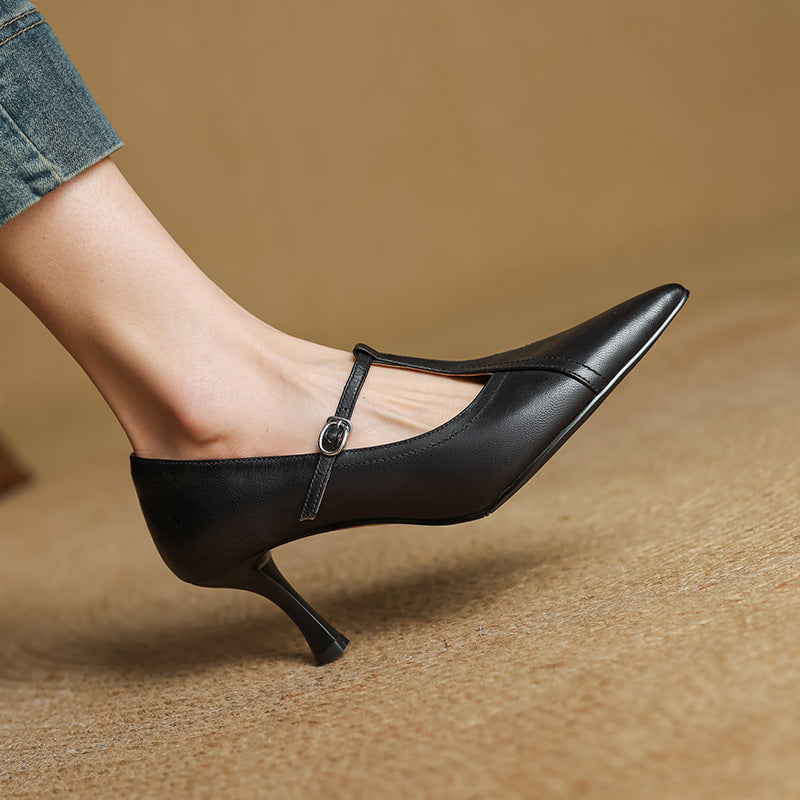 Aveline Leder-T-Spangenpumps
