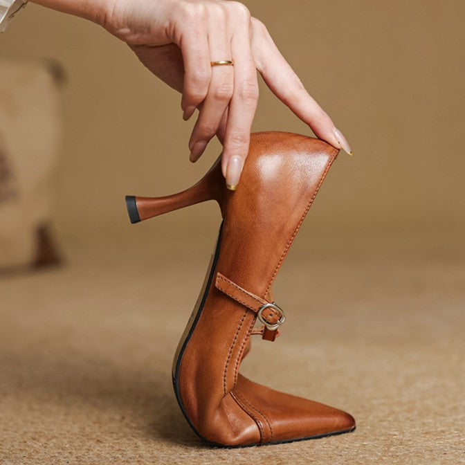 Aveline Leder-T-Spangenpumps