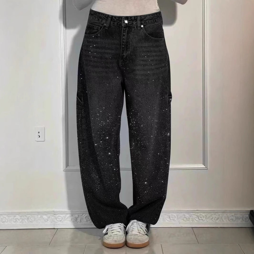 Raphaelle | Trendige Jeans-Cargohose mit Sternenmuster