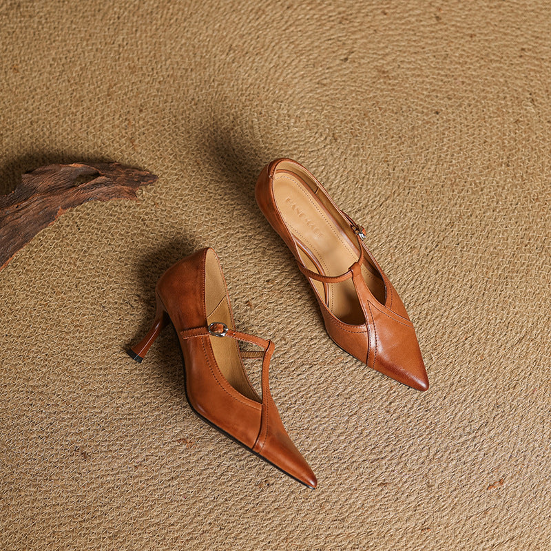 Aveline Leder-T-Spangenpumps