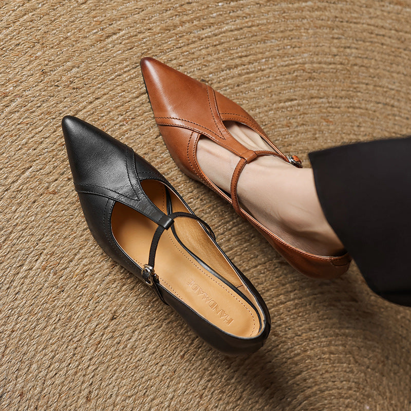 Aveline Leder-T-Spangenpumps