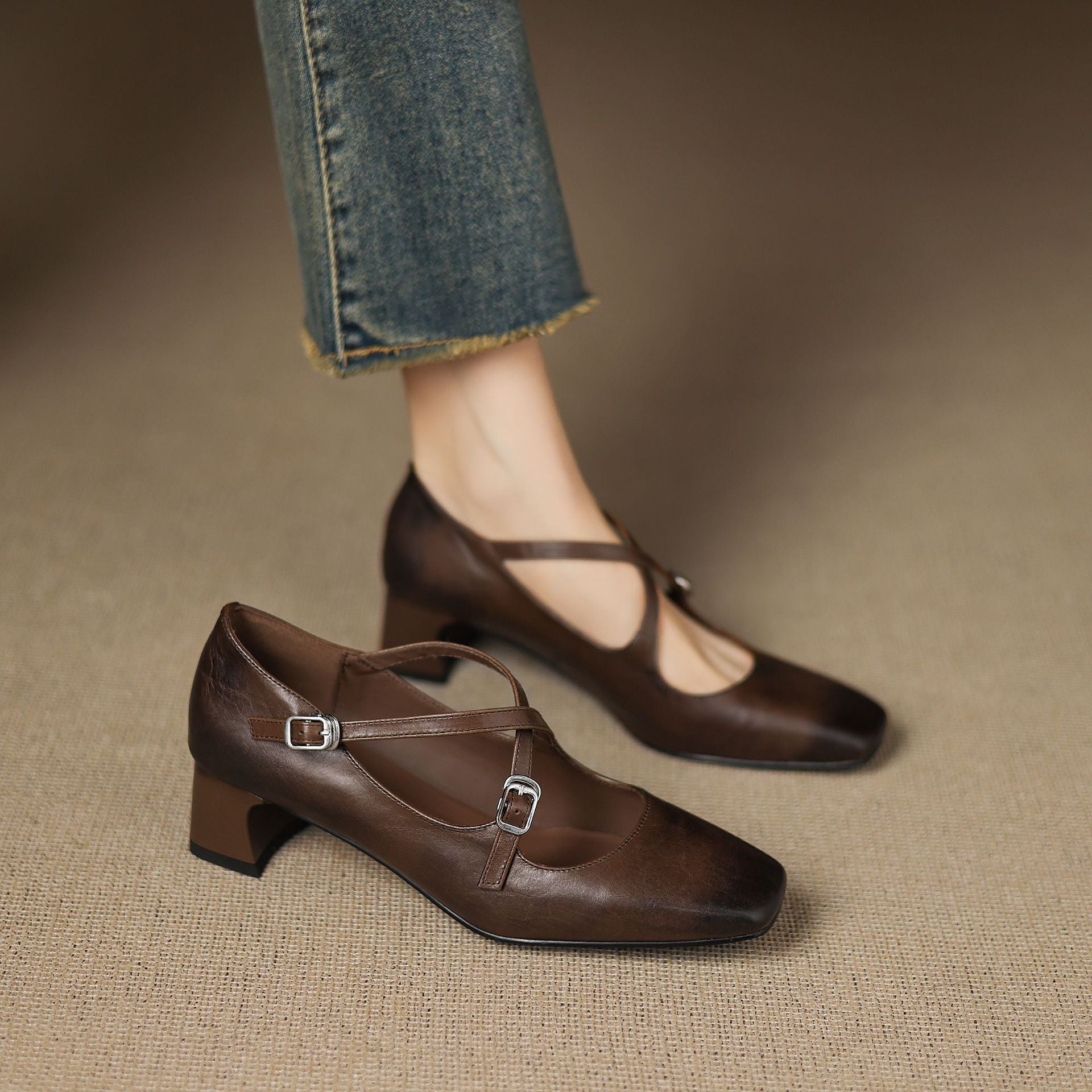 Marvane Leder-Kitten-Heels
