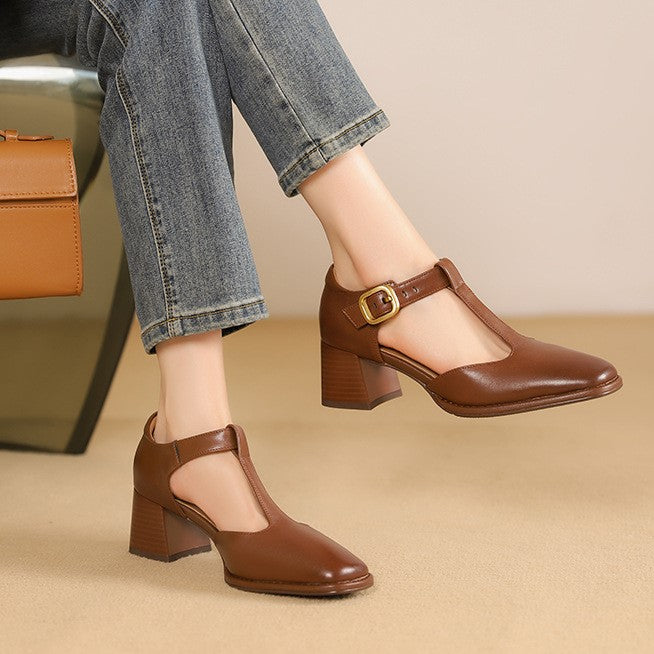 Marcele T-Strap Leder Pumps