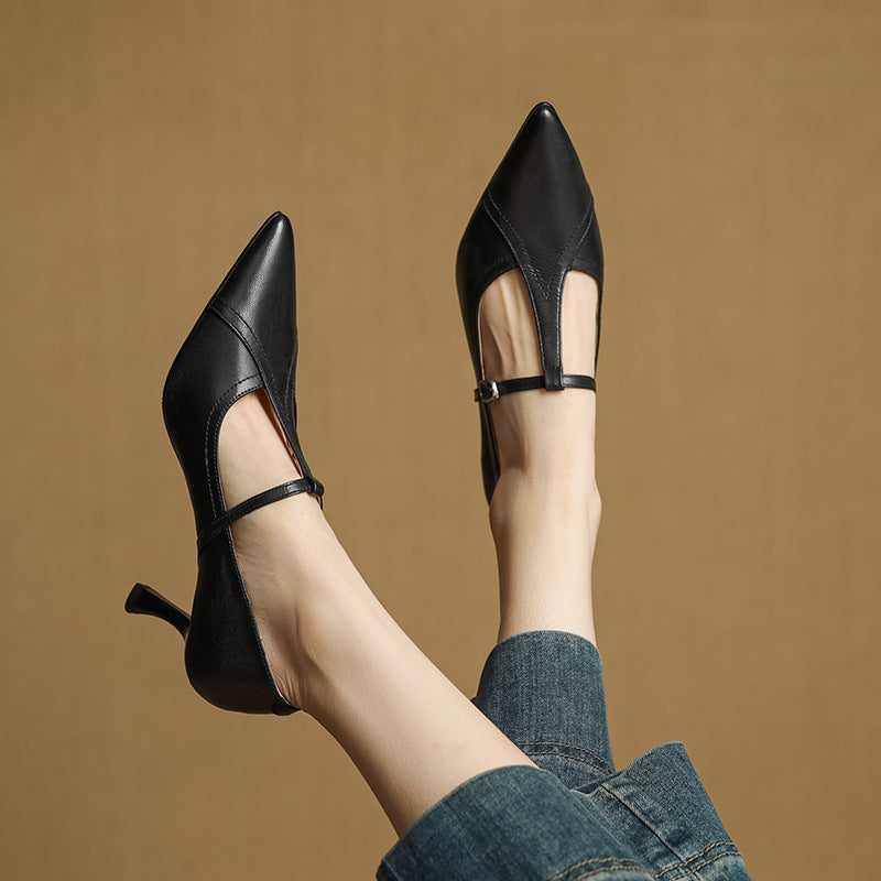 Aveline Leder-T-Spangenpumps