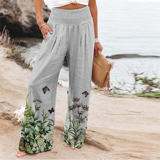 Damenhosen | Weite Passform mit Blumenmuster