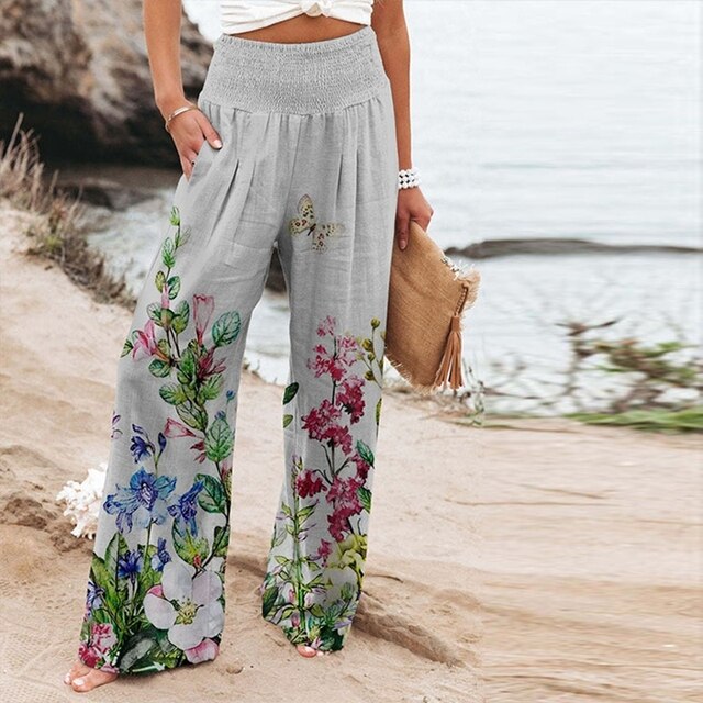 Damenhosen | Weite Passform mit Blumenmuster