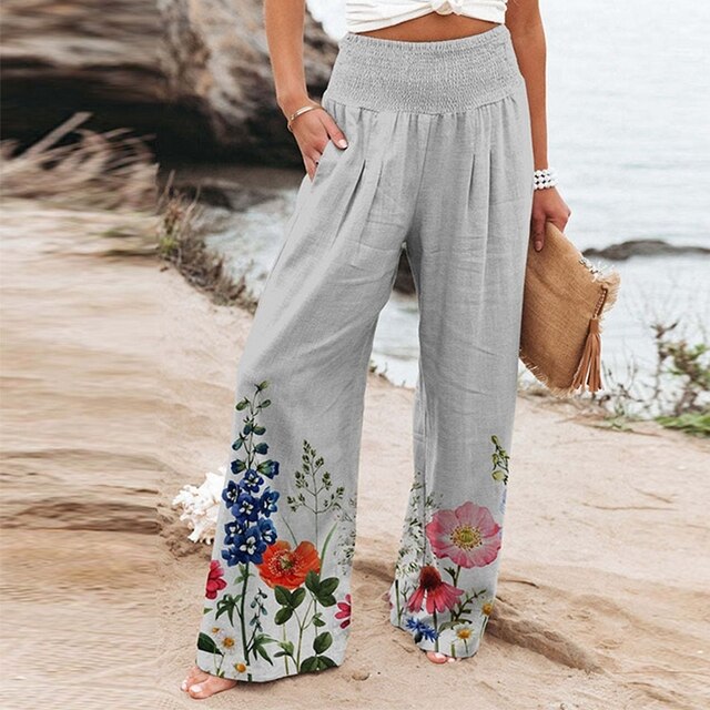 Damenhosen | Weite Passform mit Blumenmuster