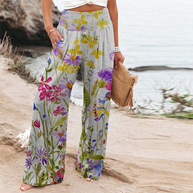 Damenhosen | Weite Passform mit Blumenmuster
