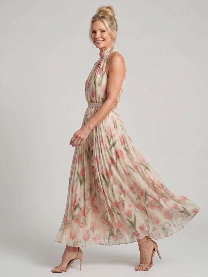Aurelle | Neckholder-Midikleid mit Blumenmuster