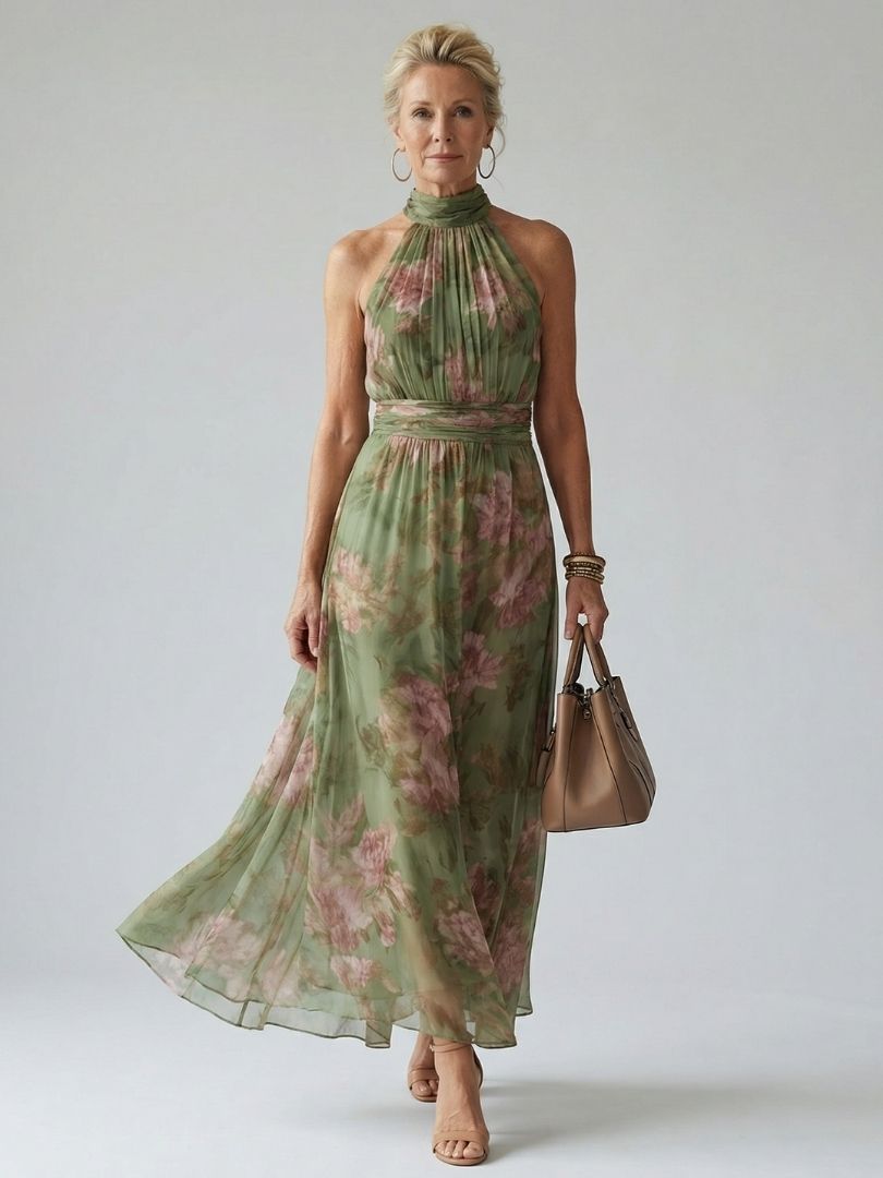 Céliane | Neckholder-Midikleid mit Raffungen