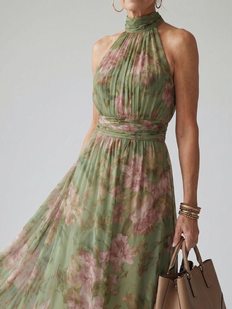 Céliane | Neckholder-Midikleid mit Raffungen
