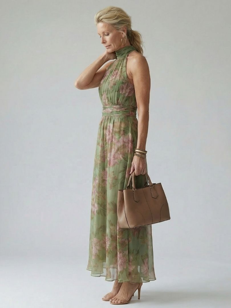 Céliane | Neckholder-Midikleid mit Raffungen