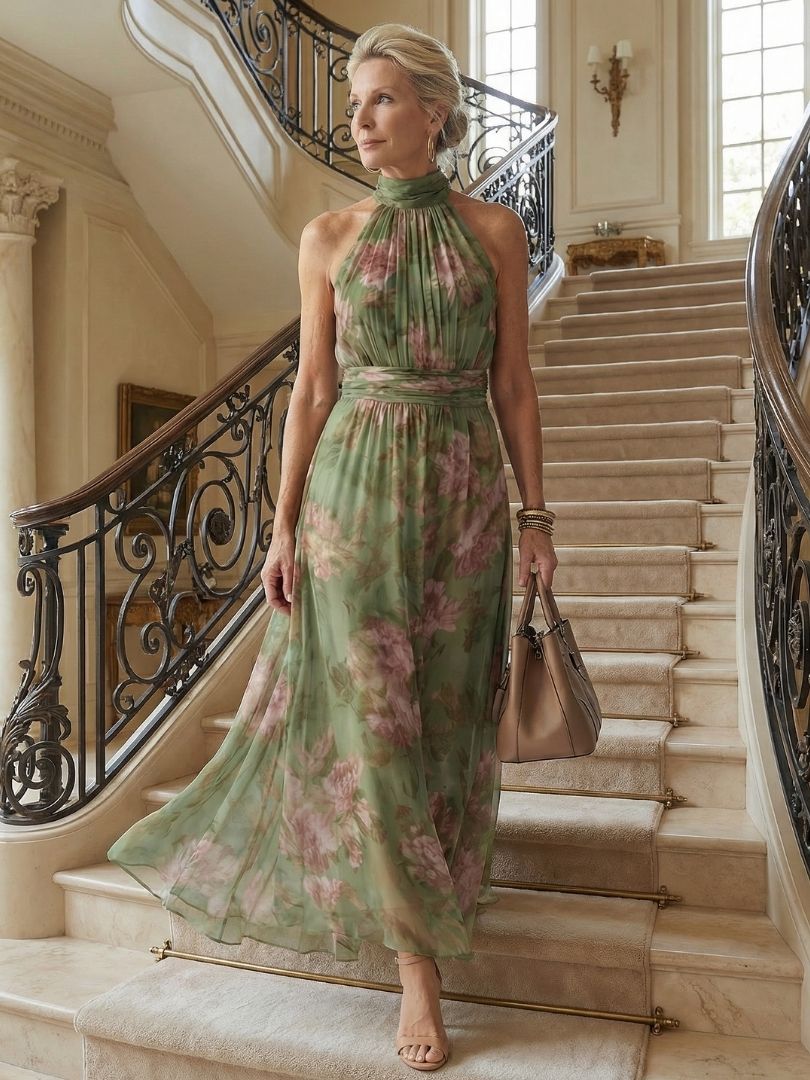 Céliane | Neckholder-Midikleid mit Raffungen