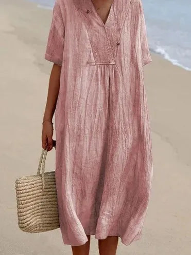 Silvana | Lockeres strukturiertes Maxikleid